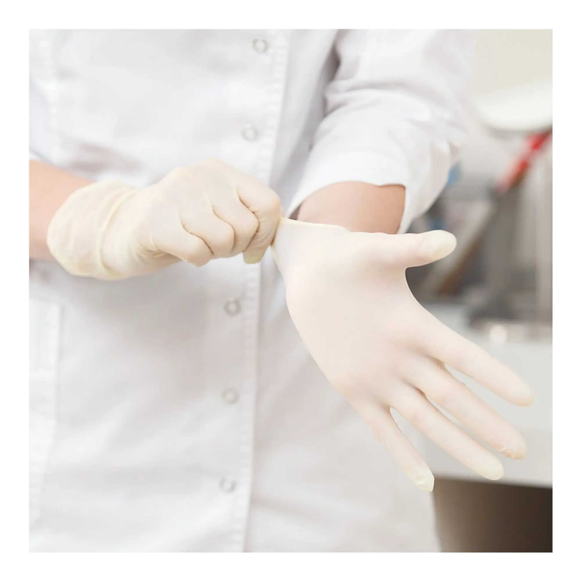 Hygostar Sense Latexhandschuhe naturweiß puderfrei, extra schweres doppelt chloriniertes Latex, texturiert für sicheren Griff in Alten- und Krankenpflege, VE 1000 Stück