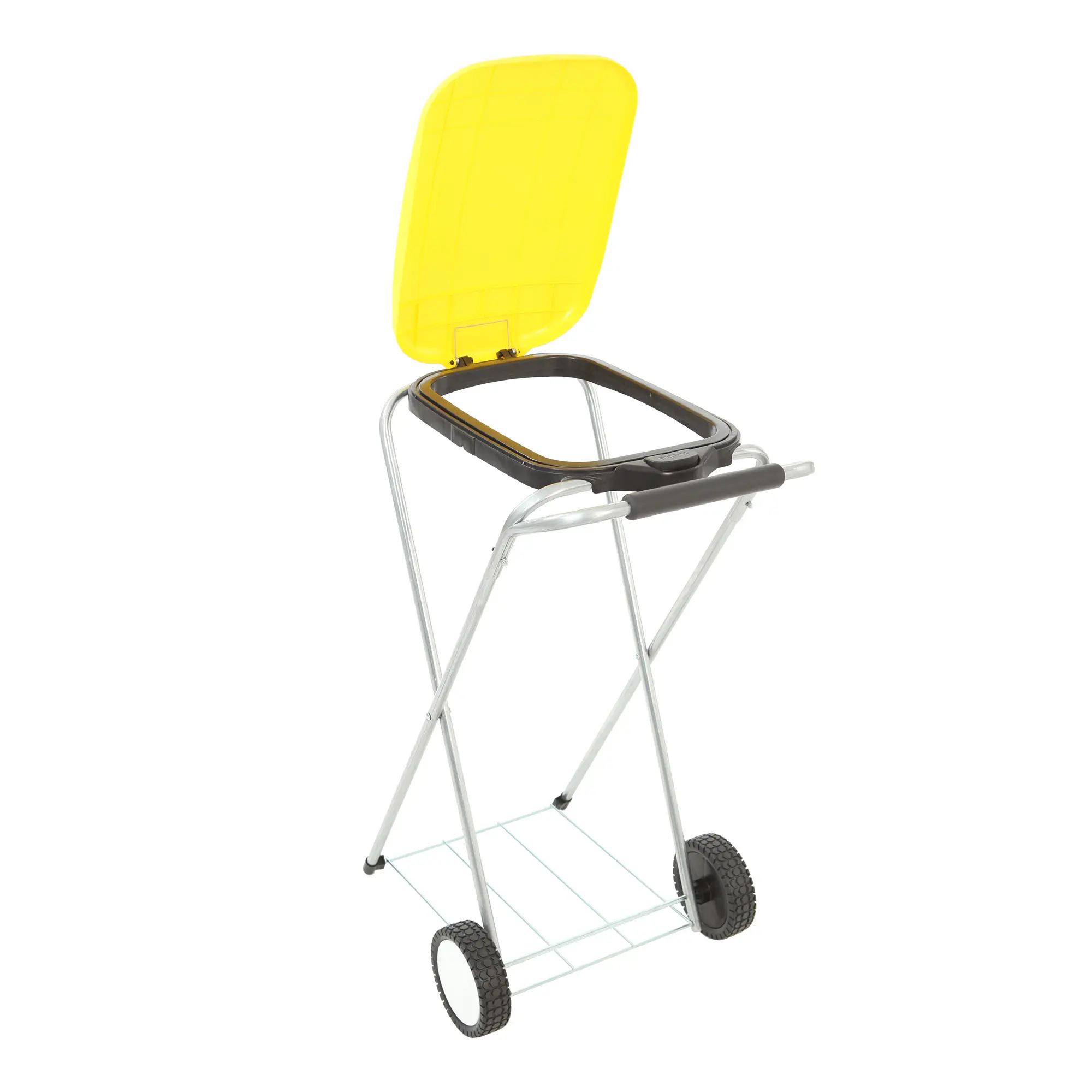 Vepa Bins Abfallsackhalter Move & Up 120 Liter, mobiler Müllsackhalter mit gelbem Klappdeckel, verzinktem Rohrrahmen, Bodengitter und Transporträdern für 120-l-Müllbeutel, Artikelnummer 40150000