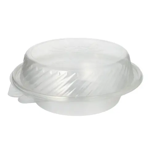 PAPSTAR Pro Pac Feinkost- und Salatschalen mit Klappdeckel PP rund 950 ml, transparente To-go-Schale für Salate, Feinkost und Antipasti, Karton à 100 Stück
