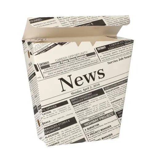 PAPSTAR Pommes-Frites-Schütte Newsprint aus Pappe, 4,3 x 14,5 x 11 cm, 1200 ml, mit Klappdeckel, FSC-zertifizierte ToGo-Verpackung für Pommes Frites und Snacks, Artikel 87519