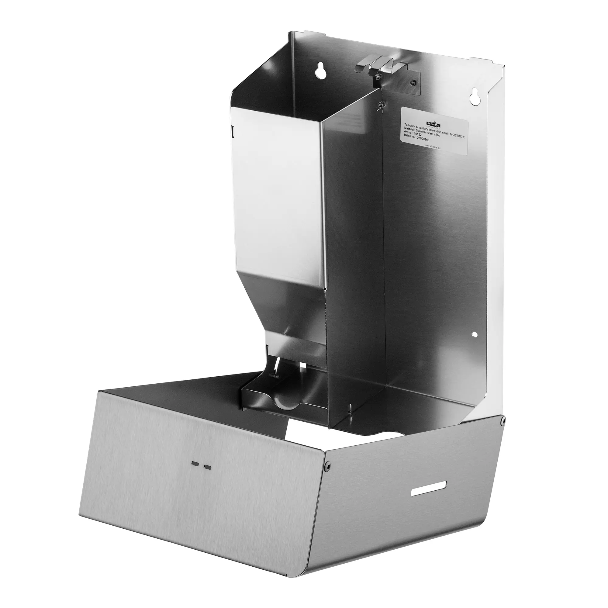 MediQo-line Tampon- und Bindenspender klein aus Edelstahl für ca. 150 Tampons und 40 Binden mit Sichtschlitzen und Ausgaben, MQSTB P
