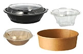 Rundschalen Set mit Deckel für Take-away, transparente und braune Einwegschalen für Salate, Bowls und Speisen, Artikelnummer