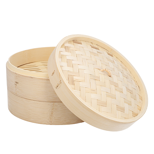 PAPSTAR Dampfgarer Bambus "ASIA" Ø 25 cm, 16 cm 3-teilig, 4 x 1 Stück