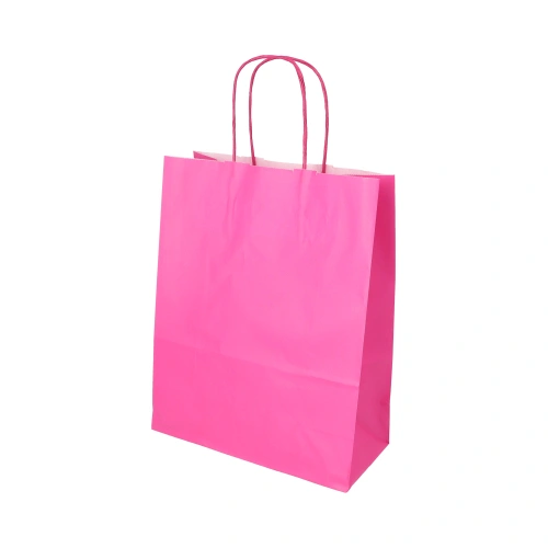 PAPSTAR Tragetaschen, Papier 28 cm x 22 cm x 10 cm pink mit gedrehtem Tragegriff, 10 x 25 Stück
