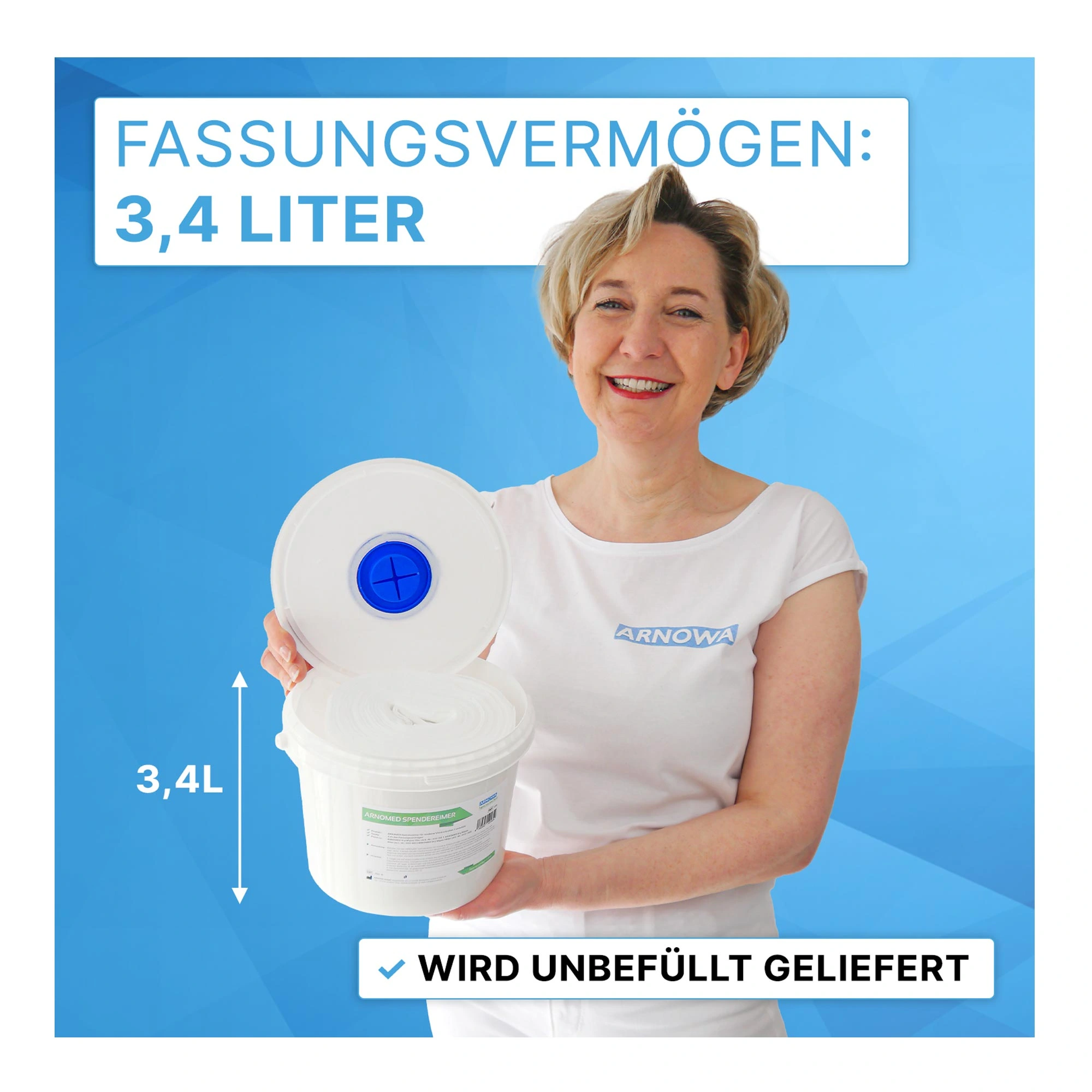 ARNOMED Spendereimer für trockene Vliestuchrollen 3,4 Liter leer