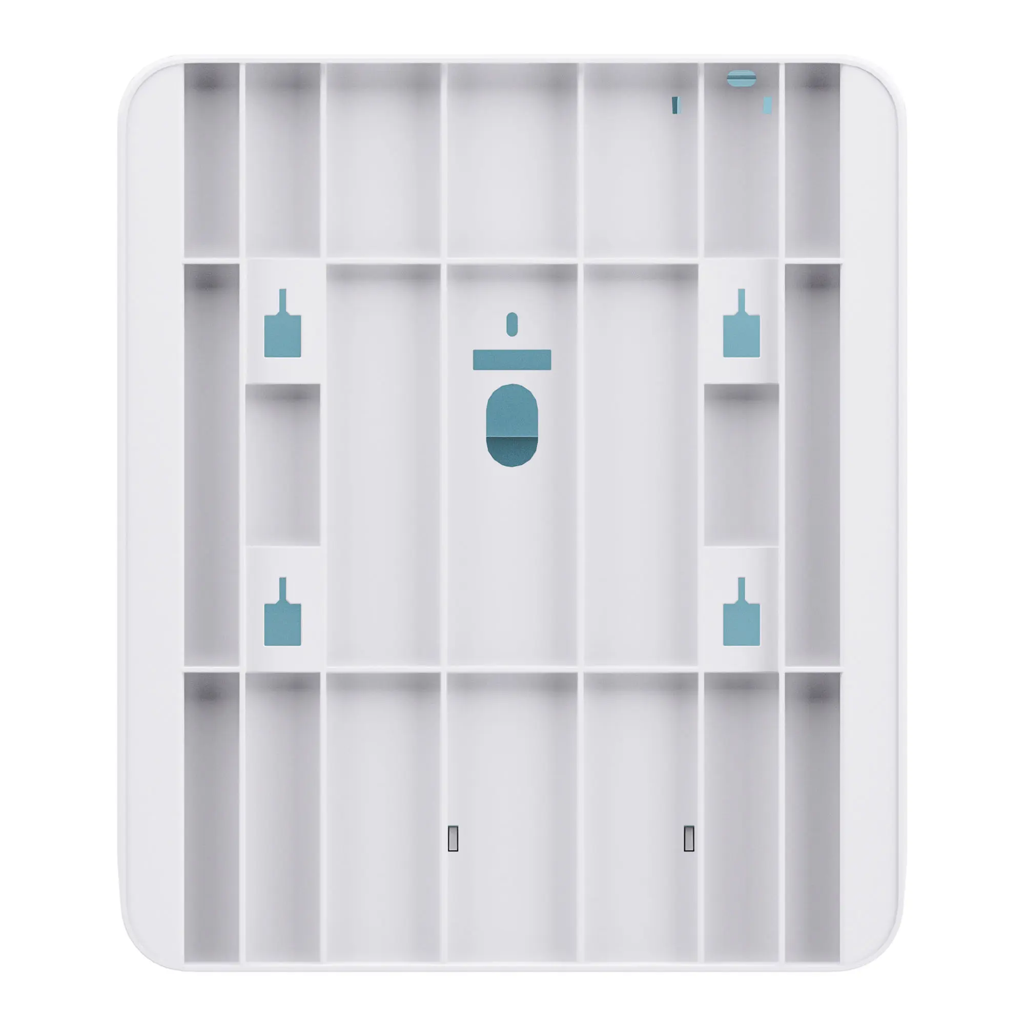 Satino by Wepa HYGINITY Falthandtuchspender S PT3, Innenansicht des weißen ABS-Kunststoffgehäuses für V- und C-Falz-Handtücher, platzsparender Wandspender von Satino by Wepa