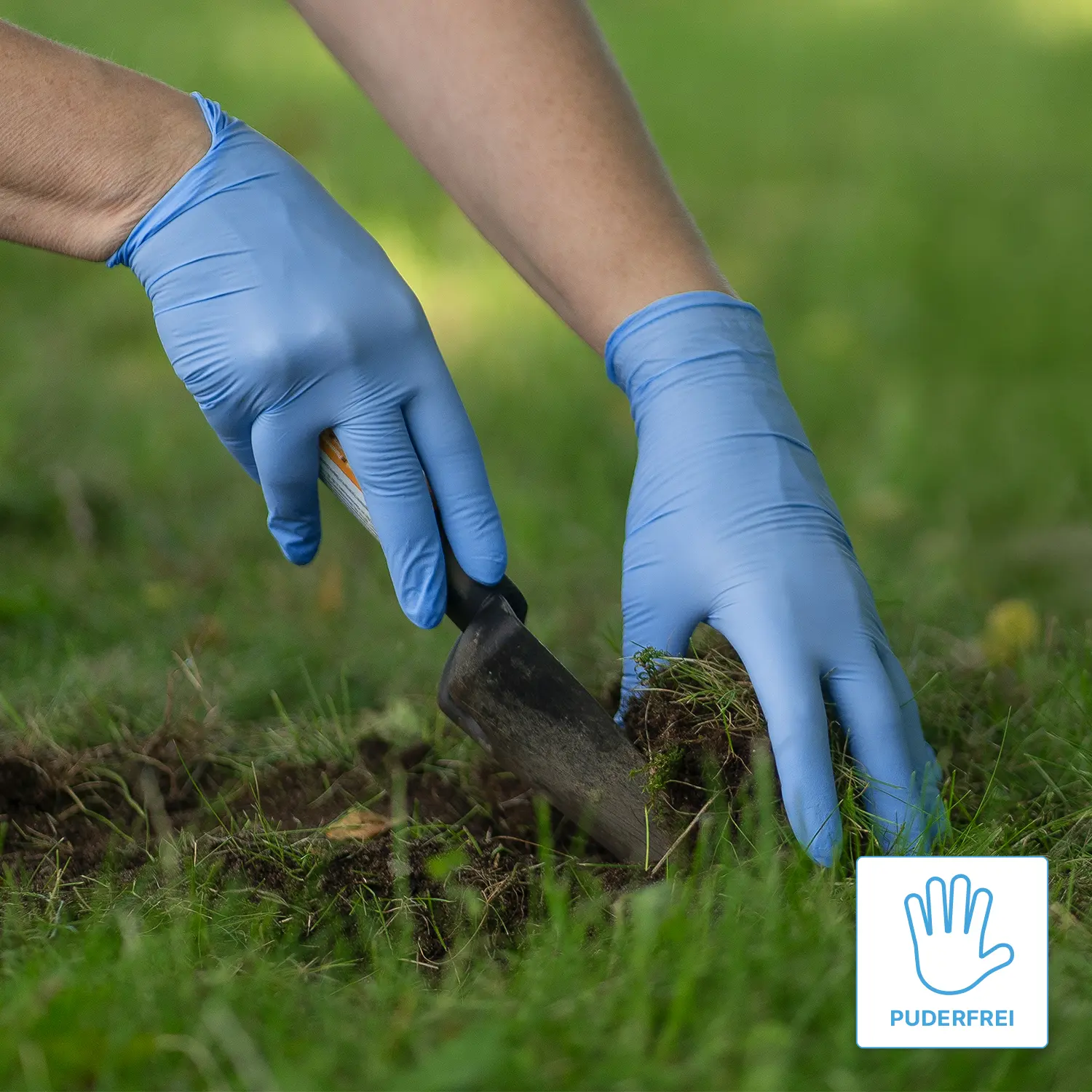 ARNOMED XTRA STRONG NITRIL BLUE Nitrilhandschuhe blau puderfrei, latexfreie Einmalhandschuhe aus Nitril für Medizin, Pflege, Labor und Gartenarbeiten, VE 100 Stück