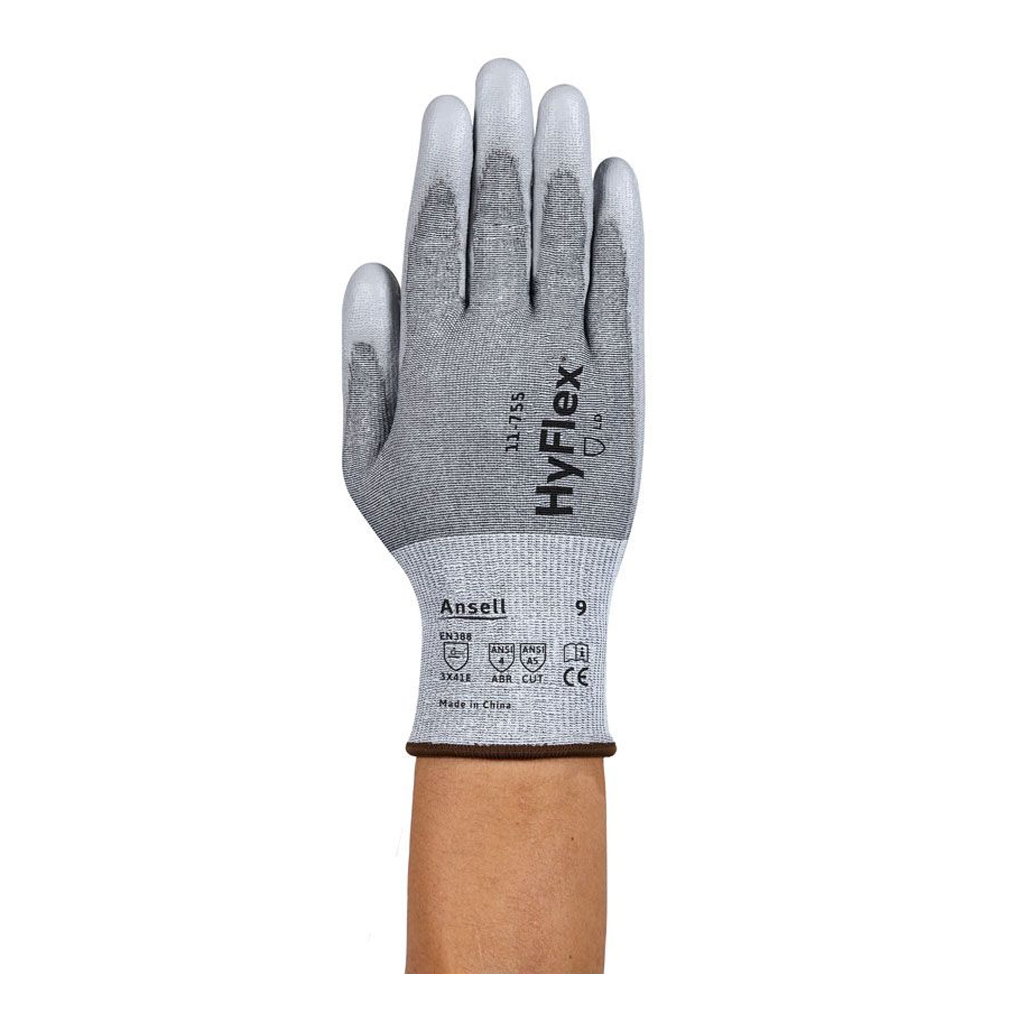 Ansell HyFlex 11-755 Schnittschutzhandschuhe mit Polyurethan-Beschichtung grau, VE 144 Paar
