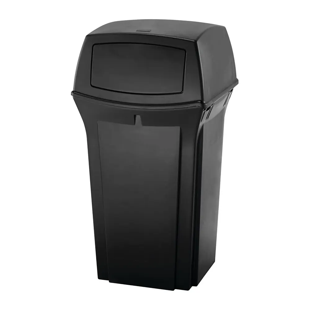 Rubbermaid Ranger Abfallbehälter 170 Liter 2 Einwurfklappen schwarz Abfalleimer  FG917188BLA