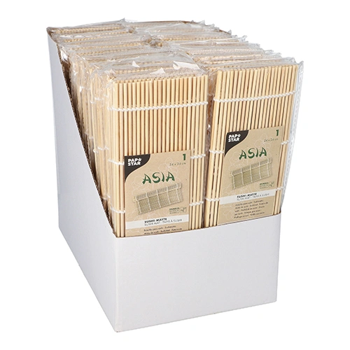 PAPSTAR Sushi-Matte Bambus "ASIA" 24 cm x 24 cm natur, 50 x 1 Stück