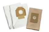 Staubsaugerbeutel Set aus weißen Vliesbeuteln und braunen Papierbeuteln mit Pappflansch und Rundöffnung für Staubsauger, Artikelnummer