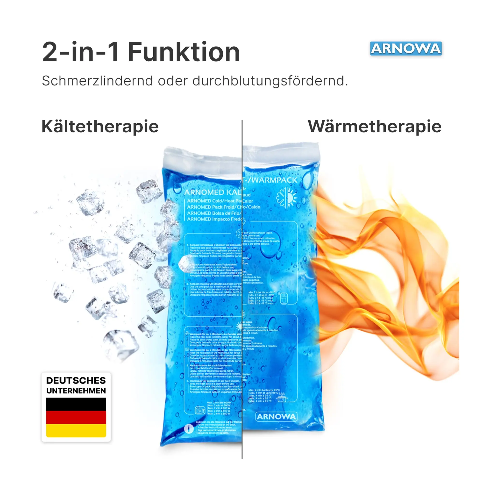 ARNOMED Kalt-/Warmpack, 2 Stück – wiederverwendbare Gel-Kalt-Warm-Kompressen zur lokalen Thermotherapie bei Schmerzen, Schwellungen und Verspannungen, deutsches Unternehmen