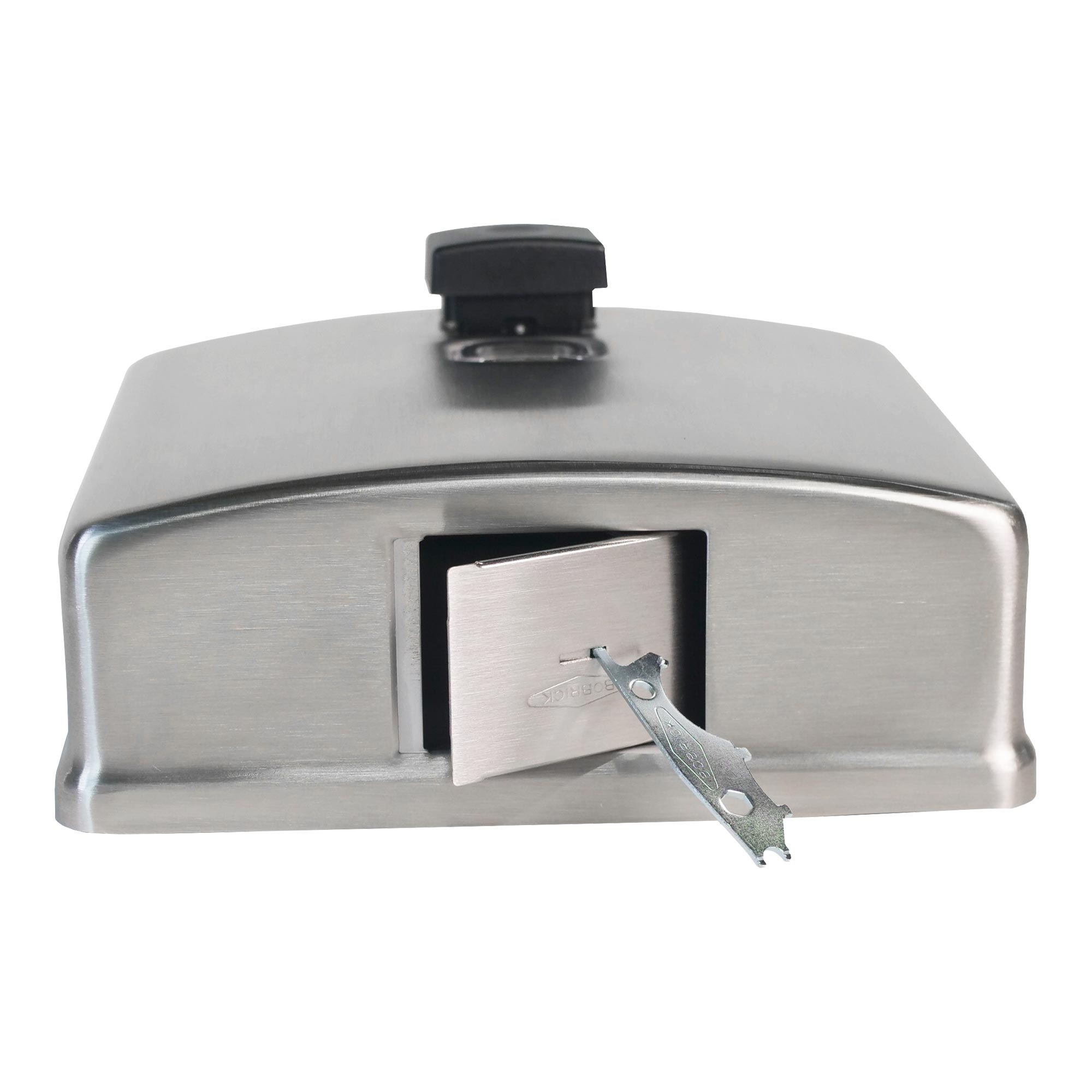 Bobrick B-4112 Contura Seifenspender 1200 ml aus Edelstahl 18/10, wandmontierter, vandalismussicherer Spender für Flüssigseife, Waschlotion und Seifencremes, Artikelnummer B-4112