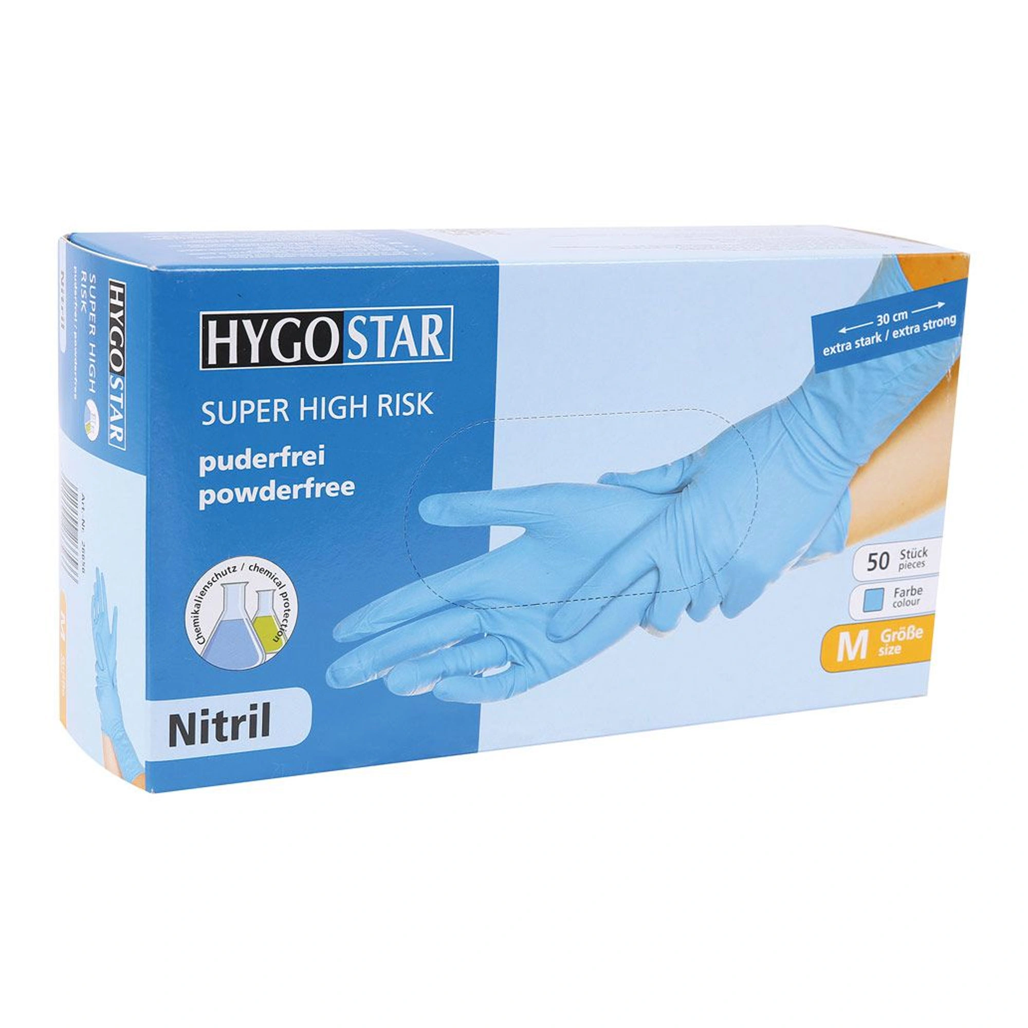 Hygostar Super High Risk Chemikalienschutzhandschuhe blau, VE 500 Stück