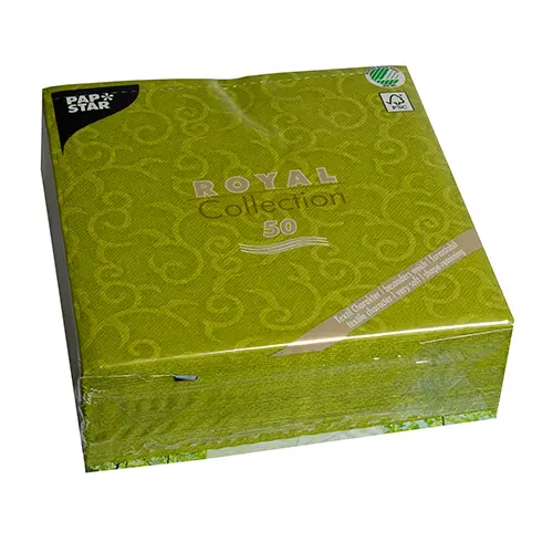 PAPSTAR Servietten "ROYAL Collection" 1/4-Falz 40 x 40 cm olivgrün "Casali", hochwertige Premium-Servietten in Stoffoptik, weich, formstabil, umweltfreundlich zertifiziert, Artikel 84883