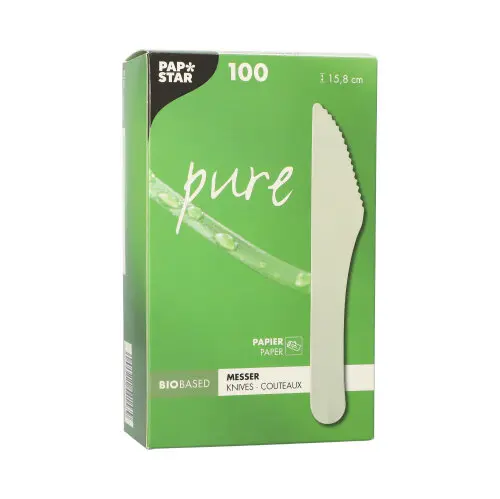 PAPSTAR 100 Messer, Papier "pure" 15,8 cm weiß