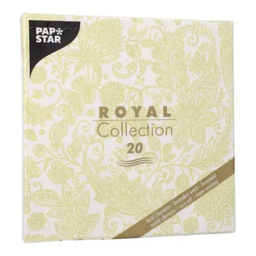 PAPSTAR Servietten "ROYAL Collection" 1/4-Falz 40 x 40 cm limonengrün Paisley, hochwertige FSC-zertifizierte Premium-Tissue-Servietten für stilvolle Tischdekoration, 8 x 20 Stück