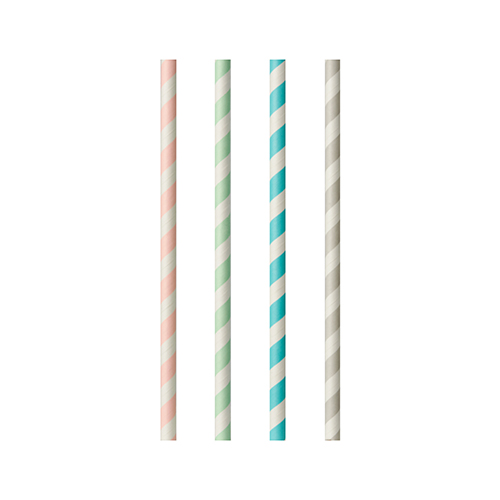 PAPSTAR 100 Trinkhalme, Papier Ø 6 mm, 20 cm farbig sortiert "Stripes"