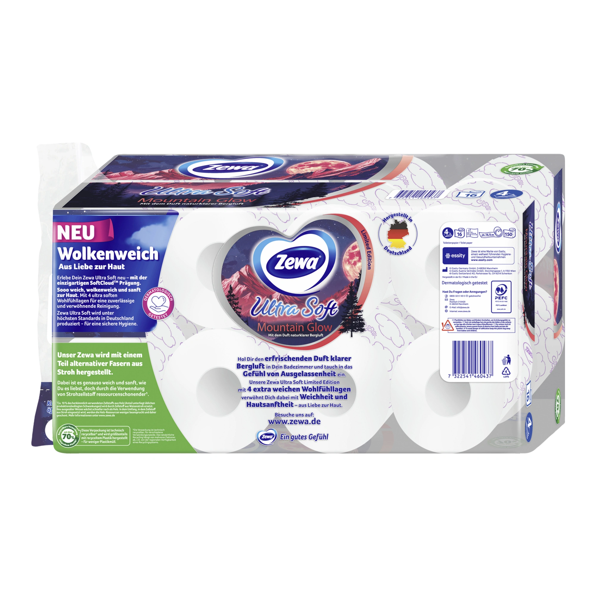 Zewa Ultra Soft Toilettenpapier Mountain Glow 4-lagig, weiß