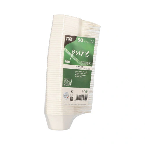 PAPSTAR Fingerfood - Schalen Zuckerrohr "pure" 25 ml 3 cm x 9,5 cm x 6,3 cm weiß "Hexagon", 10 x 50 Stück