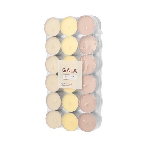PAPSTAR "GALA" Duftlichte Ø 3,8 cm, 1,7 cm creme - Soft Vanilla "Ton in Ton", 8 x 36 Stück
