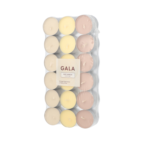 PAPSTAR "GALA" Duftlichte Ø 3,8 cm, 1,7 cm creme - Soft Vanilla "Ton in Ton", 8 x 36 Stück