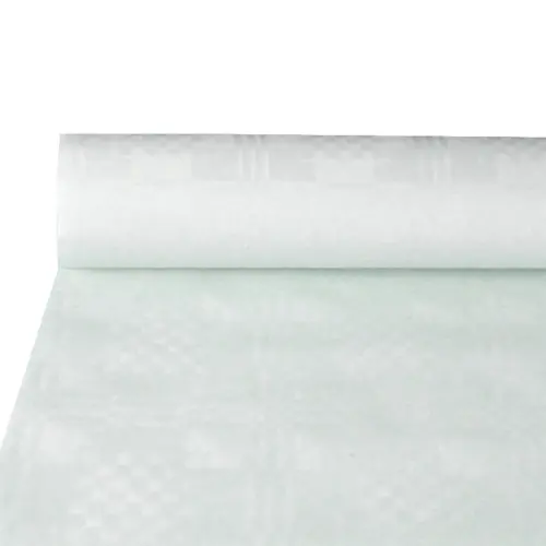 PAPSTAR Papiertischtuch mit Damastprägung 10 m x 1,2 m weiß auf Rolle, stabiles Papiertischtuch 40 g/m² für festliche Tafeldekoration