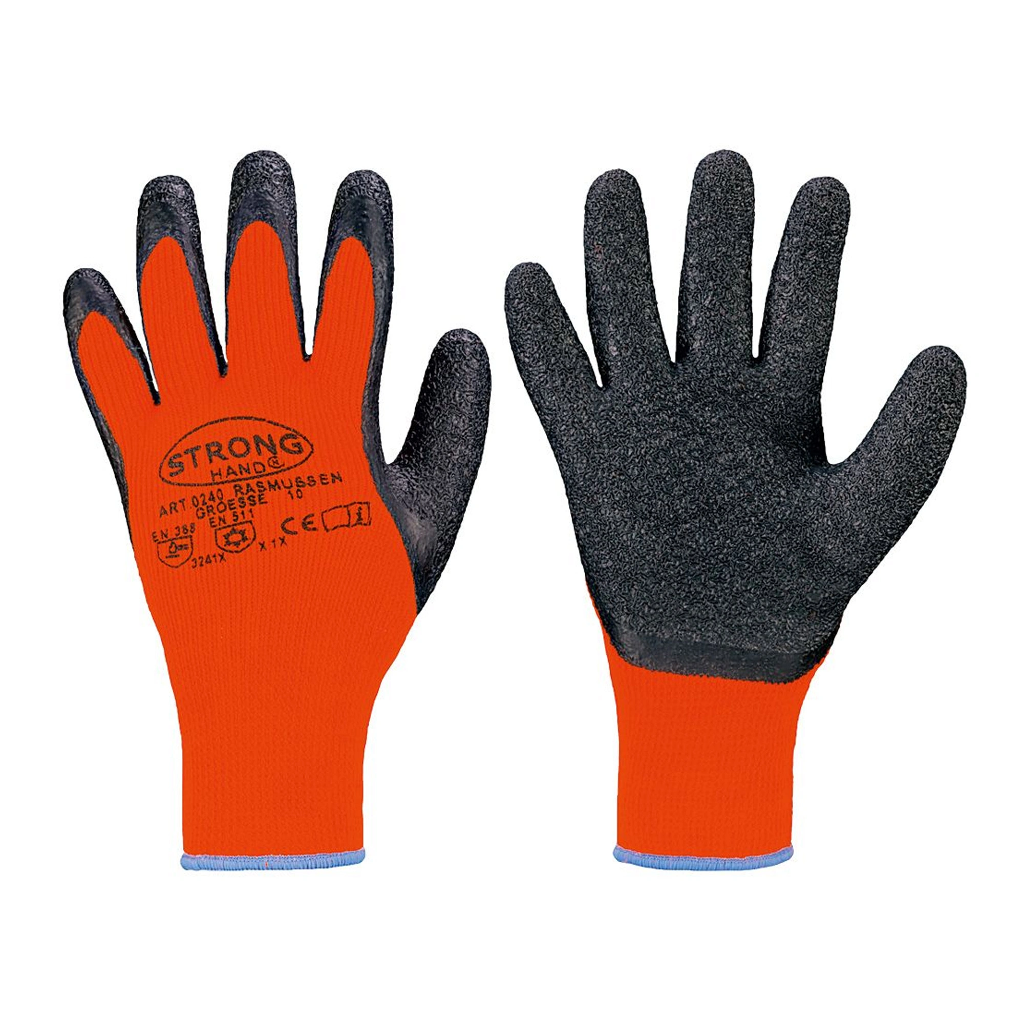 Stronghand Rasmussen 0240 Kälteschutzhandschuhe mit Latex-Beschichtung orange/schwarz, VE 60 Paar