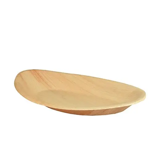PAPSTAR Teller Palmblatt "pure" oval 26 cm x 17 cm x 2,5 cm, stabiles wasserdichtes und hitzebeständiges Einweg-Geschirr aus Palmblatt, industriell kompostierbar