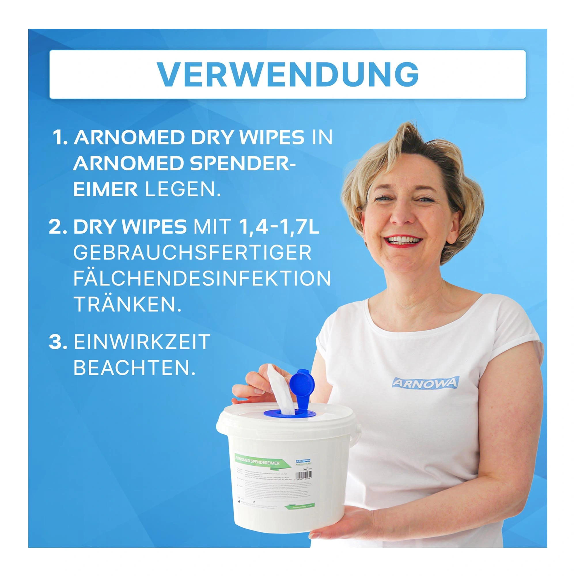 ARNOMED Spendereimer für trockene Vliestuchrollen 3,4 Liter leer