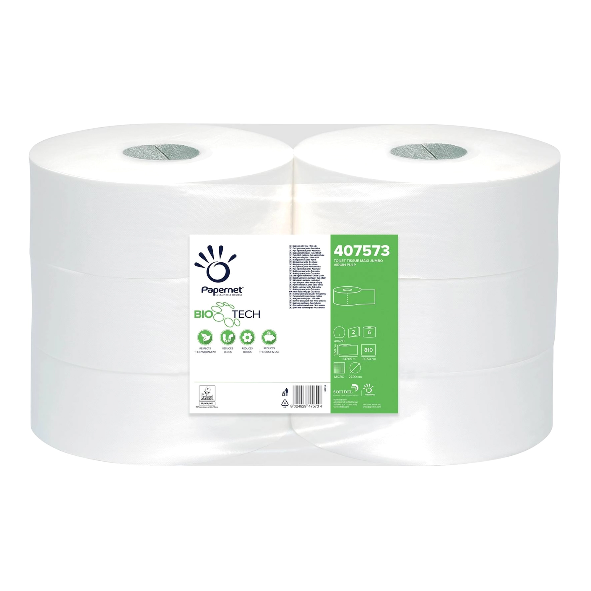 Papernet Toilettenpapier Bio Tech Maxi Jumborolle weiß 2-lagig, 247 Meter