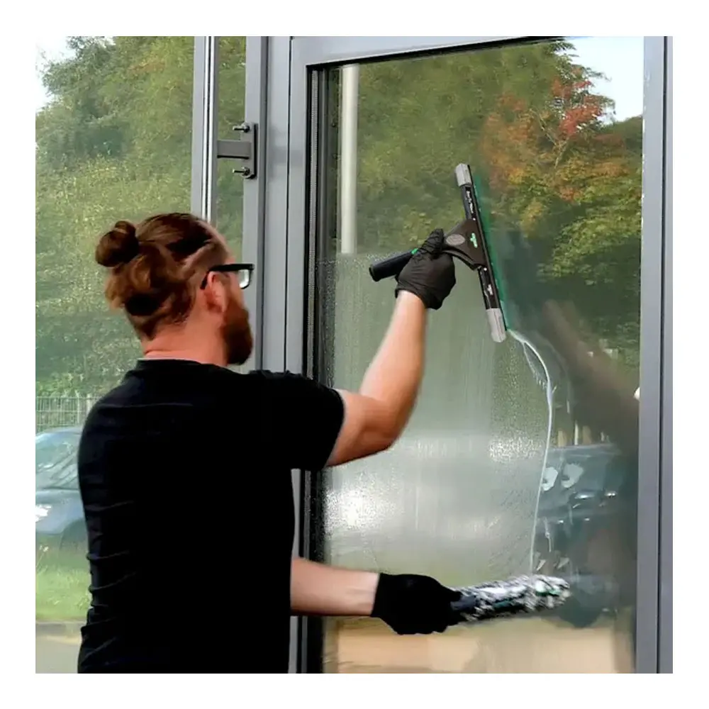 Unger ErgoTec Ninja Starter Set 2in1 Glasreinigungsset, 2-teilig – Anwendung des Profi-Einwaschers und Fensterwischers von Unger zur streifenfreien Glasreinigung