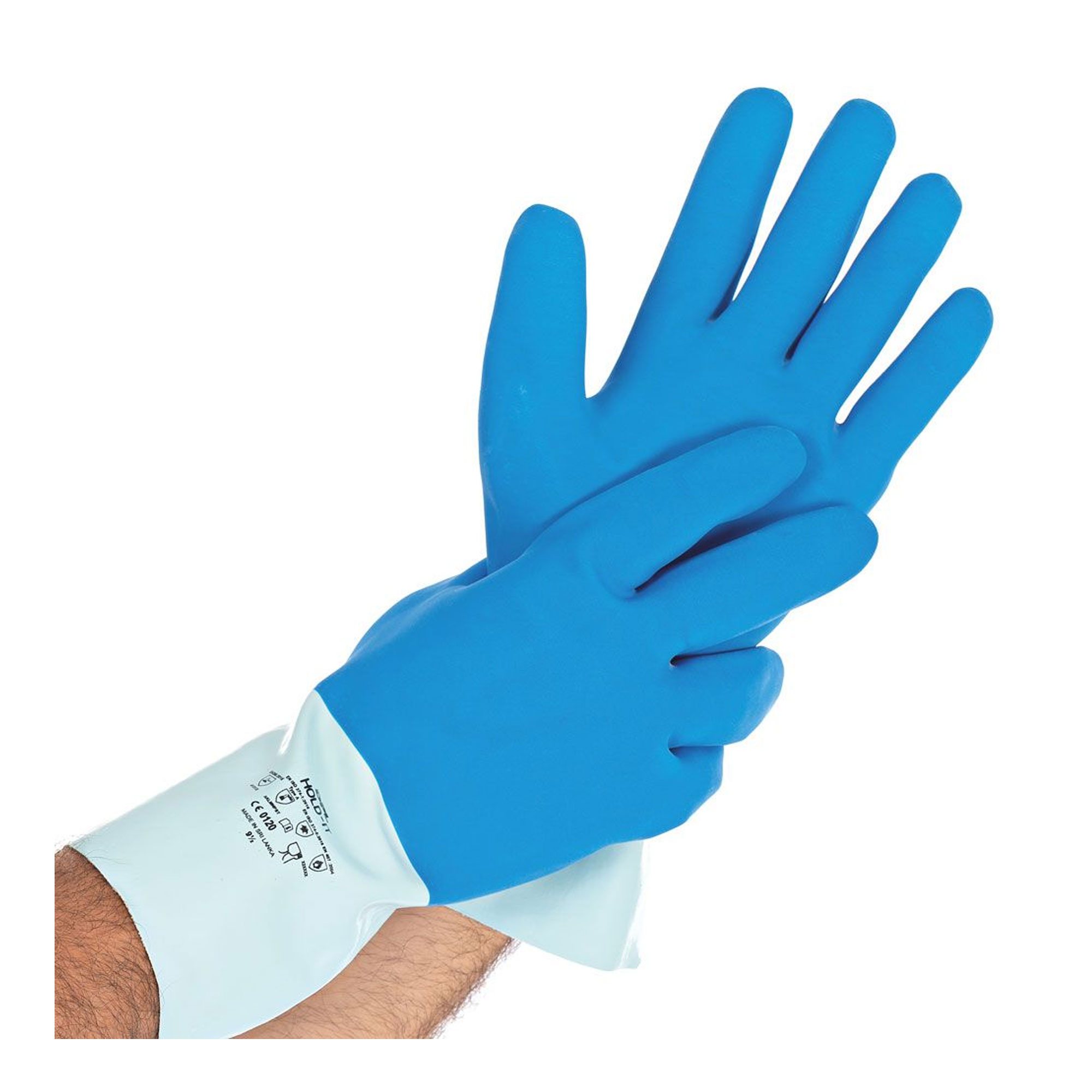 Hygostar Hold Chemikalienschutzhandschuhe mit Latex-Beschichtung blau, VE 10 Paar