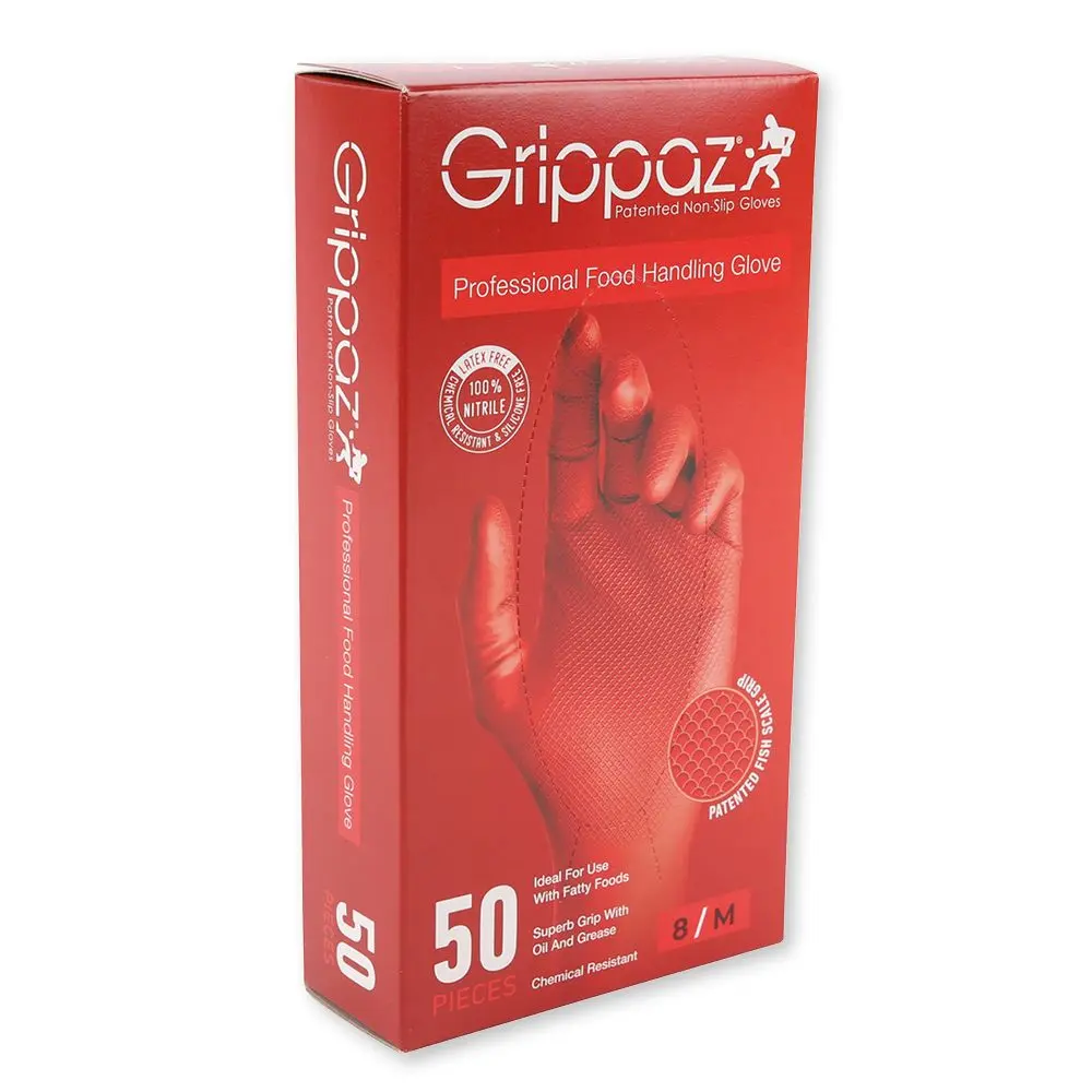 Hygostar Power Grip Nitrilhandschuhe rot puderfrei, latexfreie Nitrilhandschuhe mit starkem Griff für Gastronomie, Lebensmittelindustrie sowie leichte Montage- und Wartungsarbeiten, VE 500 Stück