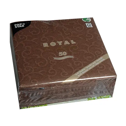PAPSTAR Servietten "ROYAL Collection" 1/4-Falz 40 x 40 cm braun "Casali", hochwertige stoffähnliche Premium-Servietten, FSC- und Nordic-Ecolabel-zertifiziert, 50 Stück, Art.-Nr. 84885