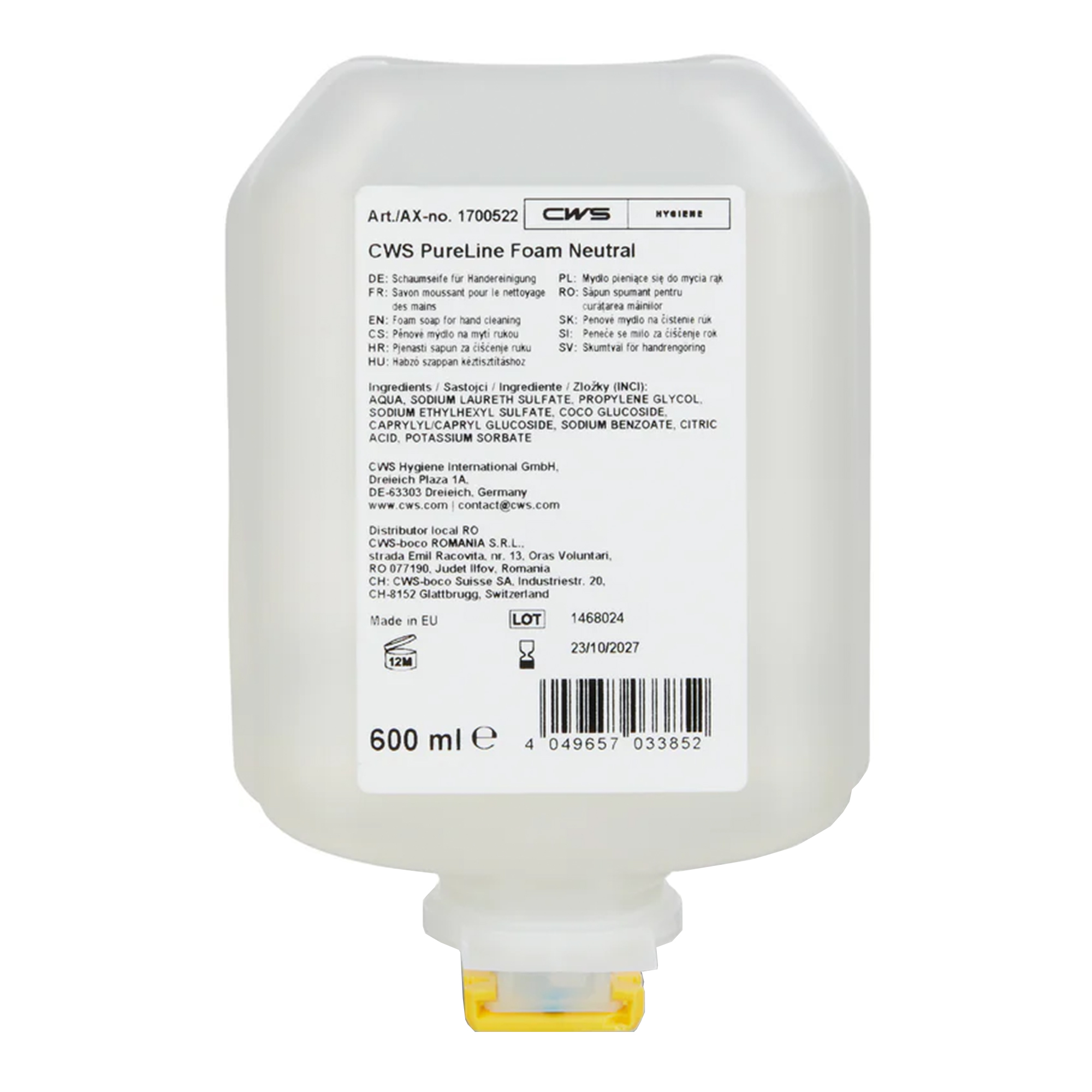 CWS 1700522 PureLine Foam Neutral Schaumseife 8 x 600 ml