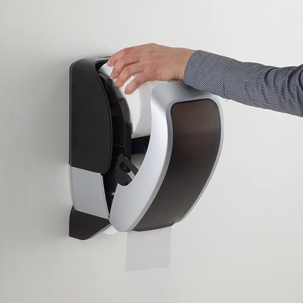 Cosmos Toilettenpapierspender schwarz/weiß Toilettenpapierrolle einsetzen Cosmos-2150