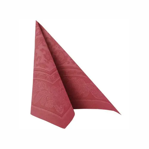 PAPSTAR Servietten "ROYAL Collection" 1/4-Falz 40x40 cm bordeaux "Ornaments", Premium-Servietten in Stoffoptik, weich, formstabil, FSC- und Nordic-Ecolabel-zertifiziert