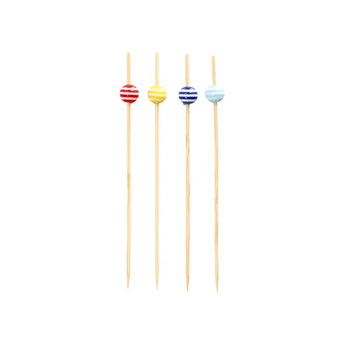 PAPSTAR Fingerfood - Picker 12 cm "Ball", 15 x 40 Stück – farbige Bambus-Spieße mit Kugelkopf für Fingerfood, Canapés und Partyhäppchen