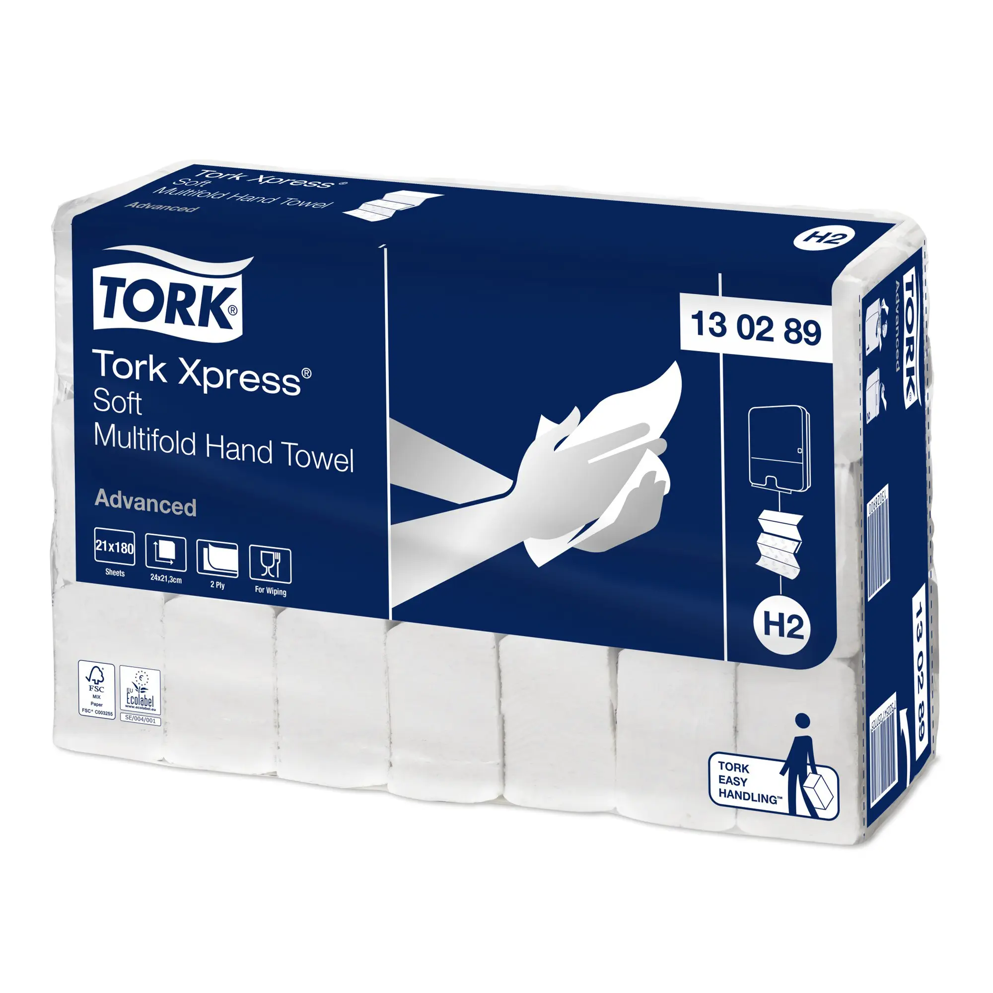 Tork Xpress Advanced weiche Papierhandtücher Multifold Interfold 21,3 x 24 cm, 2-lagig, weiß 