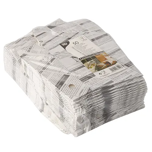 PAPSTAR Pommes-Frites-Schütte Newsprint aus Pappe, 4,3 x 14,5 x 11 cm, 1200 ml, mit Klappdeckel, FSC-zertifizierte ToGo-Verpackung für Pommes Frites und Snacks, Artikel 87519