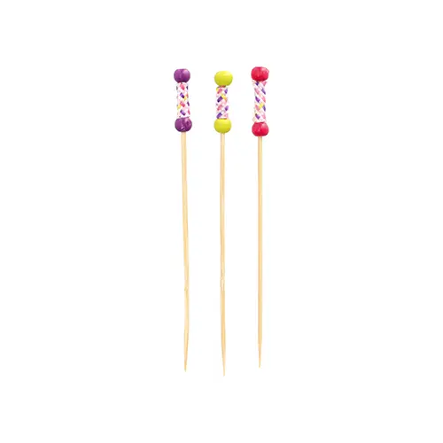 PAPSTAR Fingerfood Picker 7,5 cm Mexico, 8 x 100 Stück – farbenfrohe Bambus-Spieße mit zwei Perlen für Fingerfood, Snacks, Buffet und Party