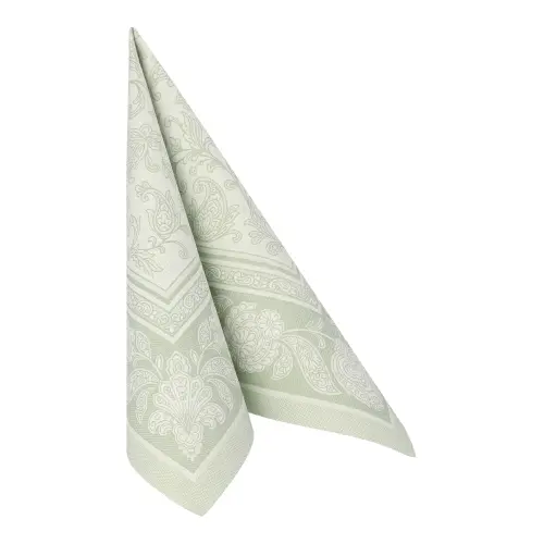 PAPSTAR Servietten "ROYAL Collection" 1/4-Falz 40 x 40 cm jadegrün Ornaments, stoffähnliche Premium-Tissue-Serviette mit Ornamenten, FSC-zertifiziert, 8 x 20 Stück, Art.-Nr. 37356