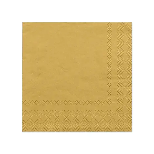 PAPSTAR Servietten, 3-lagig 1/4-Falz 25 cm x 25 cm gold, FSC-zertifizierte goldene Tissue-Serviette mit geprägtem Rand für festliche Tischdekoration