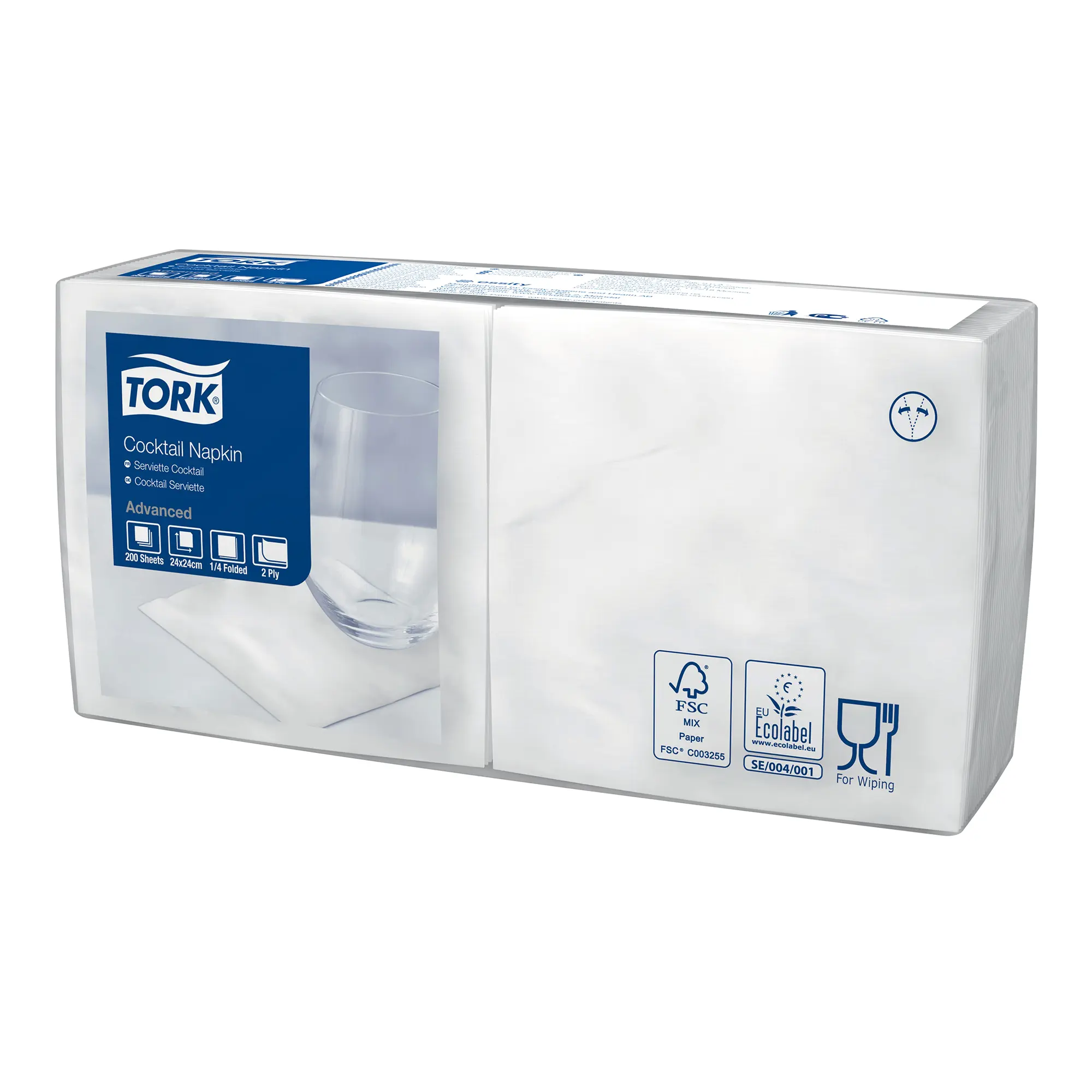 Tork Advanced Cocktailserviette 1/4-Falz, 11,9 x 11,9 cm, 2-lg