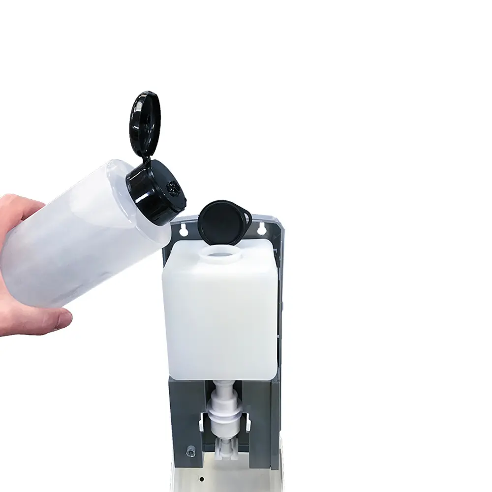 hygn.me Sensor-Spendersäule inkl. Dosiergerät „Station 3 Column“ für berührungslose Handdesinfektion, freistehende Standsäule aus CDF-Platte, nachfüllbar, von hygn.me