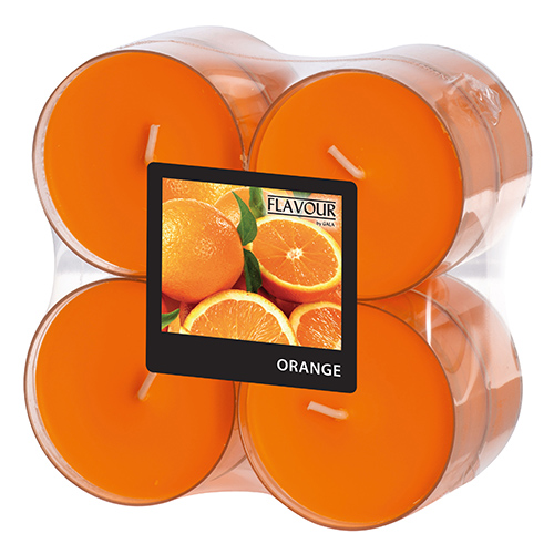 PAPSTAR 8 "Flavour by GALA" Maxi Duftlichte Ø 59 mm, 24 mm orange - Orange in Polycarbonathülle