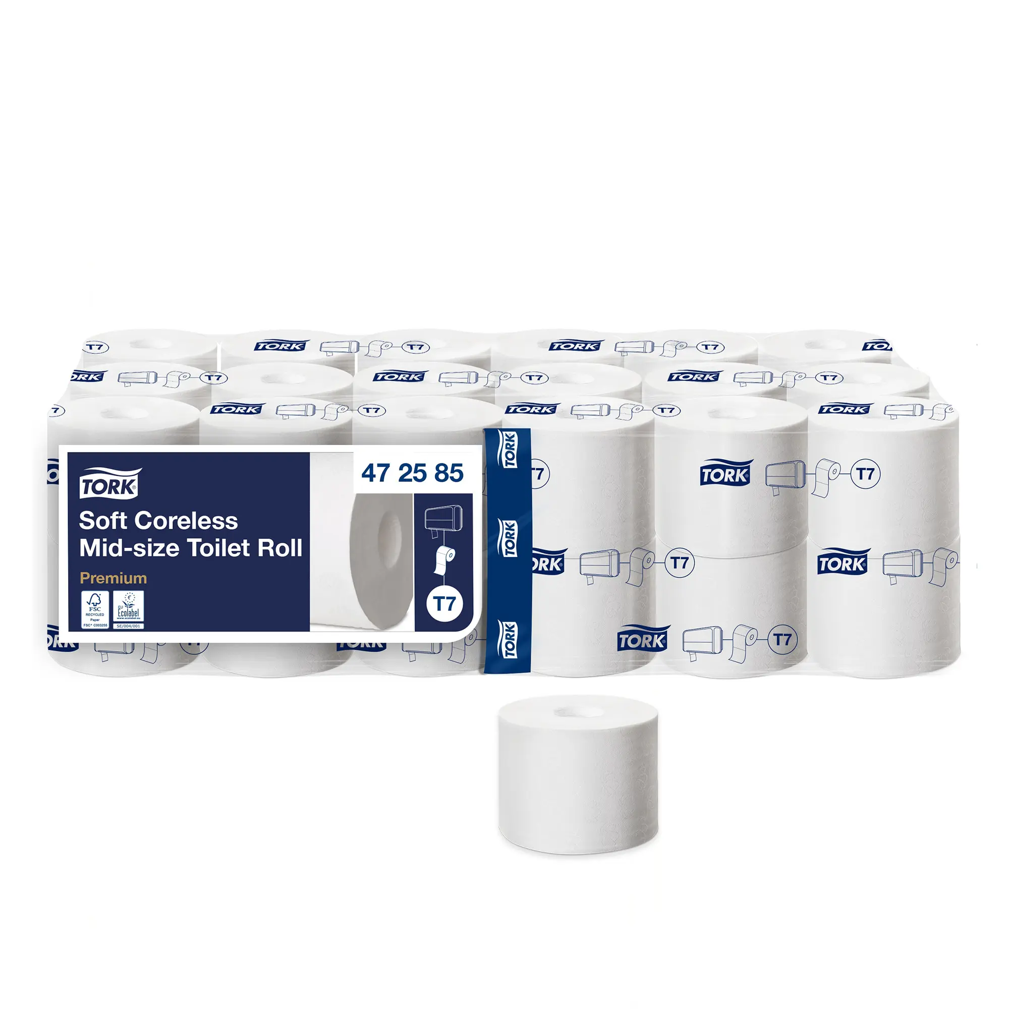 Tork T7 weiches hülsenloses Midi Toilettenpapier Premium 2-lagig 36 Rollen 472585_1