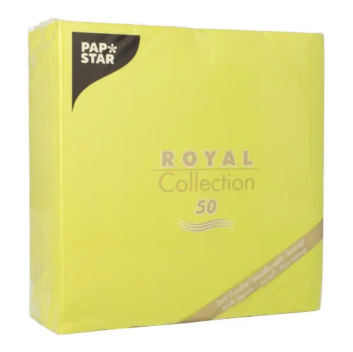 PAPSTAR Servietten "ROYAL Collection" 1/4-Falz 40 x 40 cm limonengrün, 5 x 50 Stück, hochwertige Premium-Servietten in Stoffoptik, weich, formstabil, industriell kompostierbar