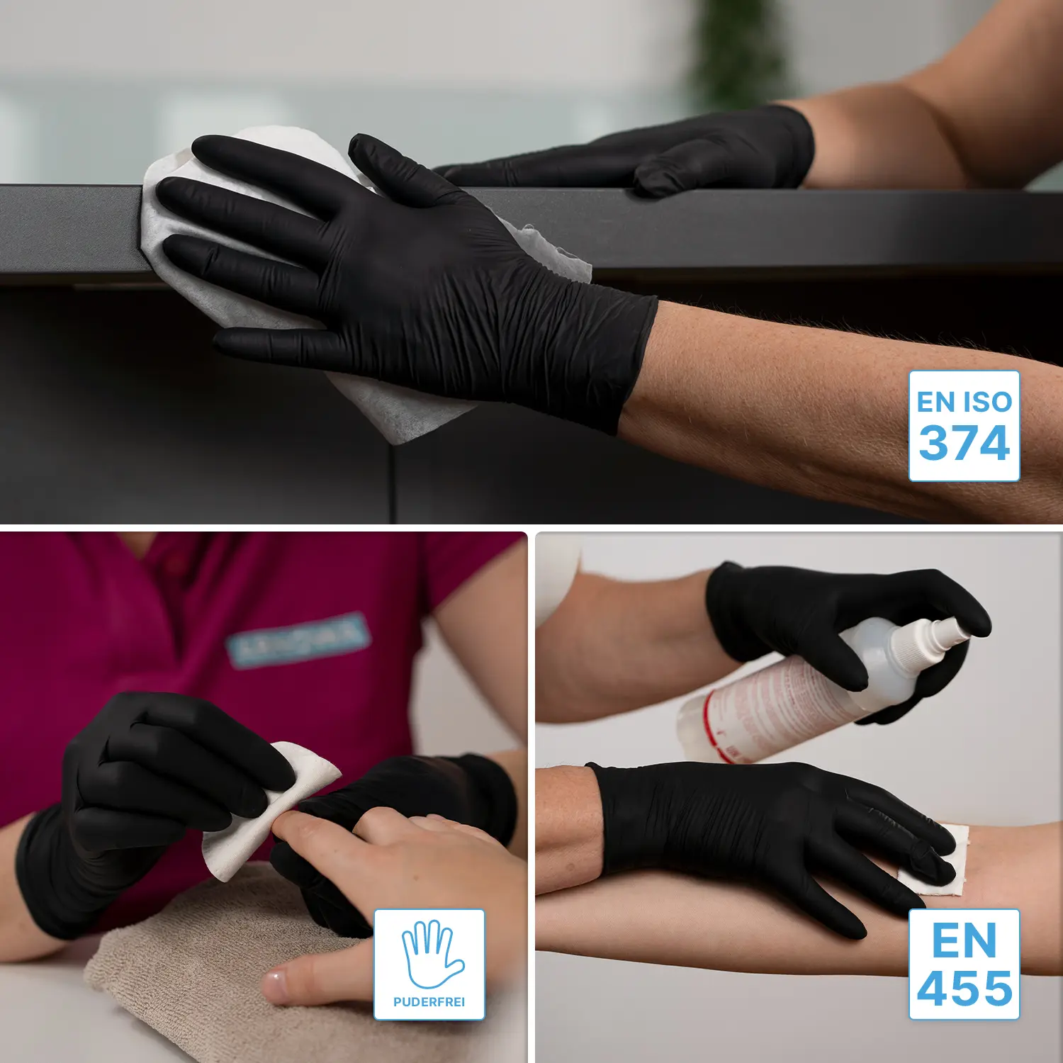 ARNOMED CLASSIC NITRIL BLACK 200er Nitrilhandschuhe schwarz puderfrei aus Nitril, latexfrei für medizinische Untersuchungen, Pflegearbeiten, Labor, Kosmetik und Lebensmittelverarbeitung